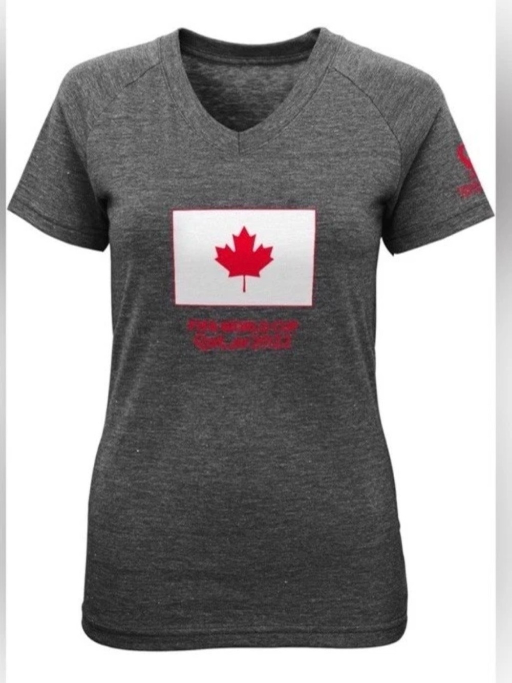 FIFA Licensed World Cup Team Canada Flag Logo V-Neck T-shirt Women’s Size Large